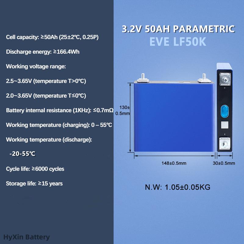 EVE LF50K LiFePO4 battery cells 50Ah 3.2V Brand New Grade A for Marine and RV Applications 6 3.2V 50Ah EVE LF50F High Performance Battery Cells EVE LF50K LiFePO4 battery cells 50Ah 3.2V Brand New Grade A for Marine and RV Applications