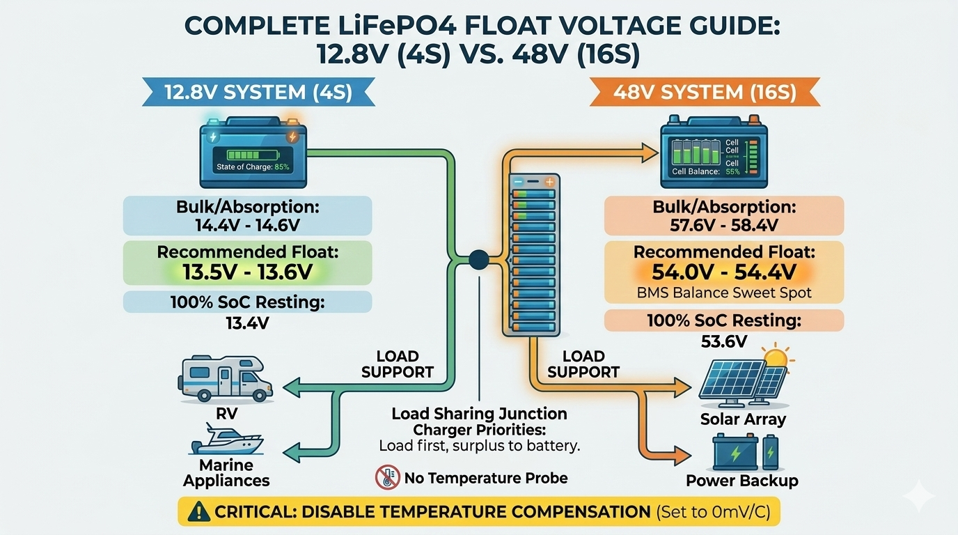 lifepo4 float voltage chart 12v 48v The Ultimate LiFePO4 Float Voltage Guide: Optimizing 12.8V and 48V Systems