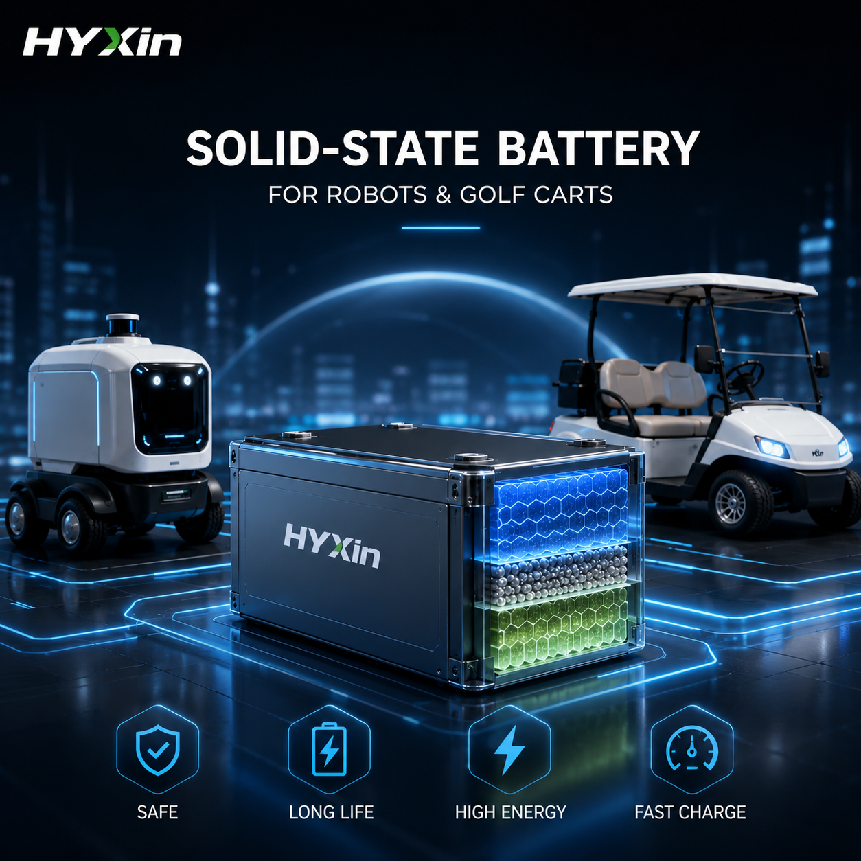 HYXin Solid State Battery HighTech 4 3 Solid-State Batteries for Commercial Robots and Golf Carts