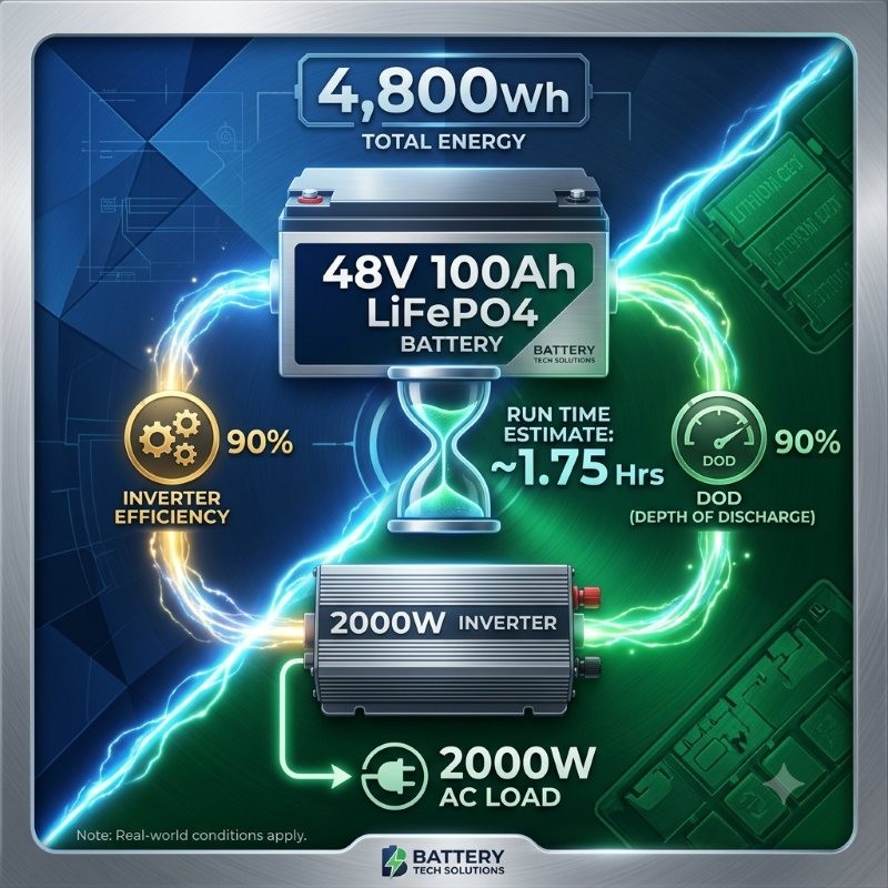 48v 1 Efficiency and Runtime: How Long Will a 48V 100Ah LiFePO4 Battery Power a 2000W Inverter?